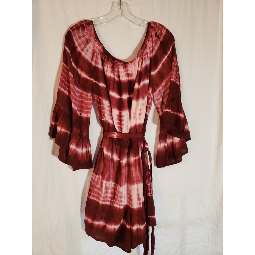 Women's NY And Co Burgundy Tie Dye Short Jumpsuit Size L